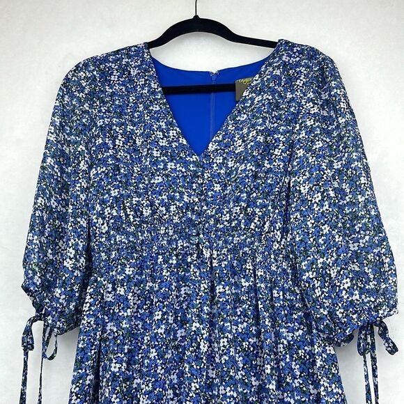 TAYLOR Women's Floral-Print Tiered Ruffle Hem Dress Sz 8P V-Neck Smocked Waist - Picture 10 of 16